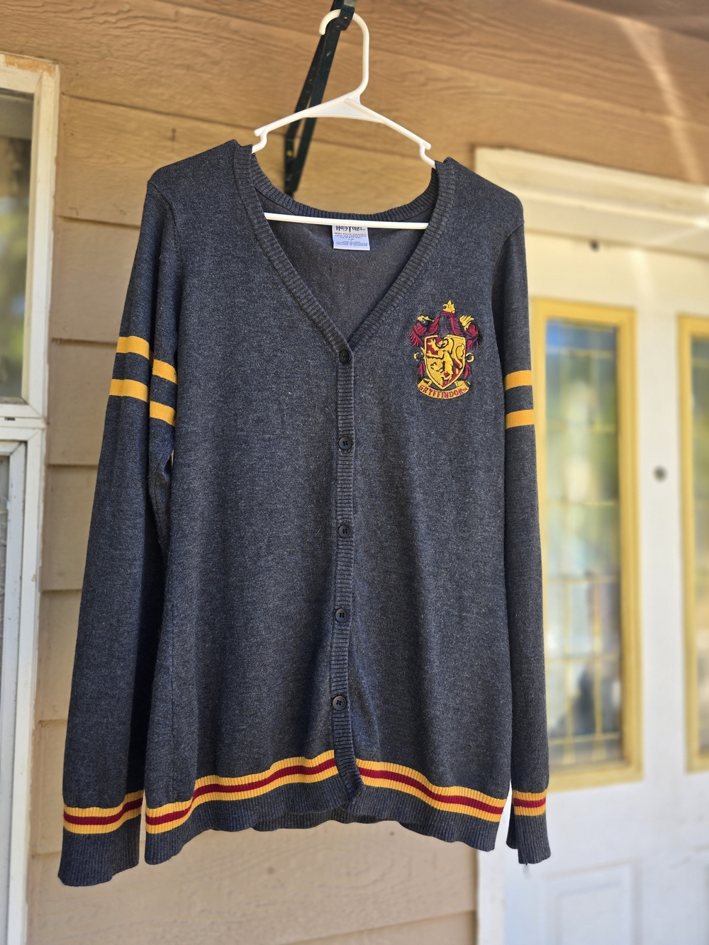 Women's Harry Potter Dark Charcoal Gryffindor Crest Cardigan - Large